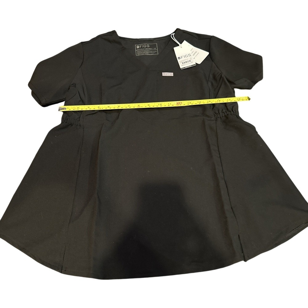 FIGS Hybrid Maternity Scrub Top Black V-Neck Technical Collection SIZE Medium